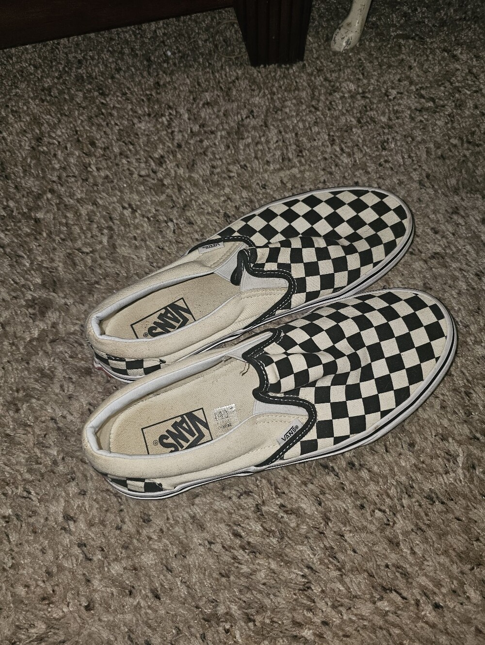 Vans Checkerboard Slip-On Sneakers in Black and White - Picture 6 of 8